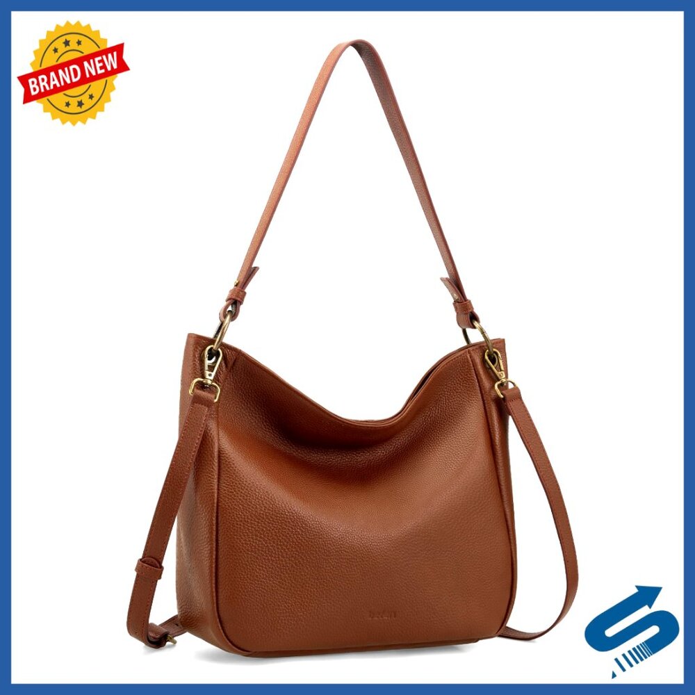 Genuine Leather Hobo Crossbody Bag Vintage Style Adjustable Straps Classic Purse
